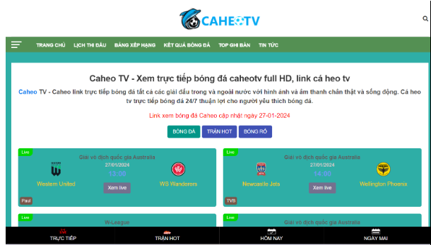 Xem bóng đá trên nền tảng hot nhất hiện nay CaheoTV